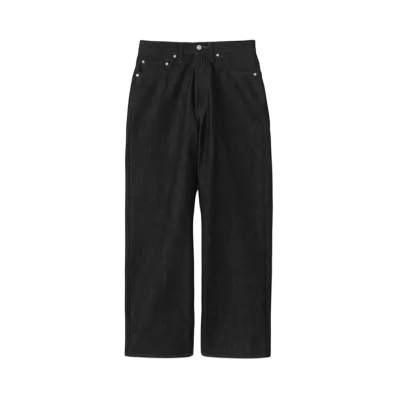 Graphpaper Selvage Denim Five Pocket Wide Straight Pants "Black Washed"