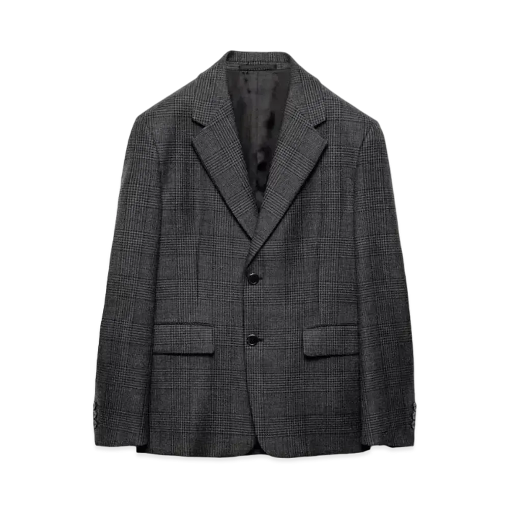 PRADA Men's Single-Breasted Wool Jacket "Dark Gray"
