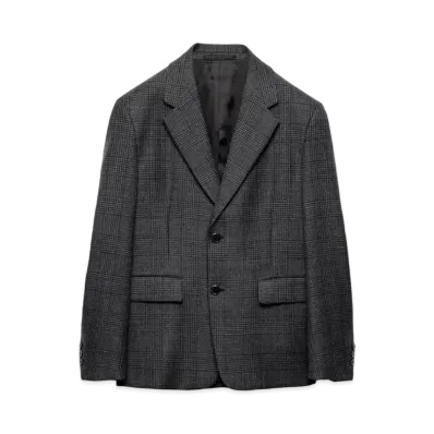 PRADA Men's Single-Breasted Wool Jacket "Dark Gray"