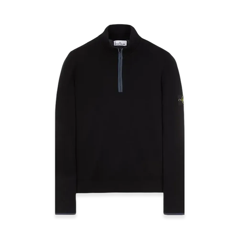 Stone Island 521A1 Stretch Wool Half Zip Up Knit - 23FW "Black"