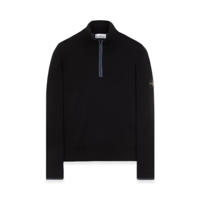Stone Island 521A1 Stretch Wool Half Zip Up Knit - 23FW "Black"