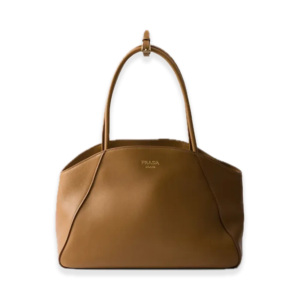 PRADA Large Leather Tote Bag "Camel"
