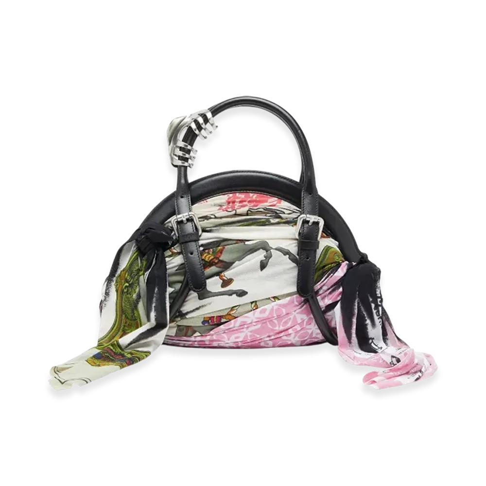 Diesel Trash-D Top Handle Trash-D-Bandana Handbag In Leather And Jersey "Black White"