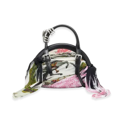 Diesel Trash-D Top Handle Trash-D-Bandana Handbag In Leather And Jersey "Black White"