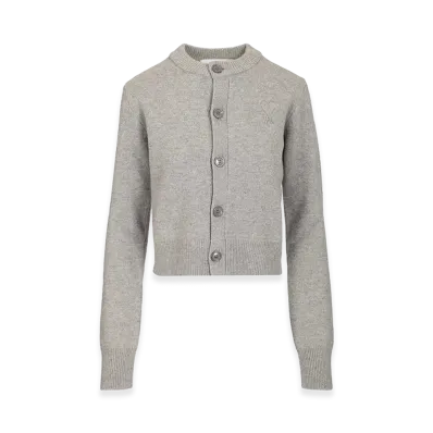AMI PARIS Women's Crew Neck Cardigan "Gray"