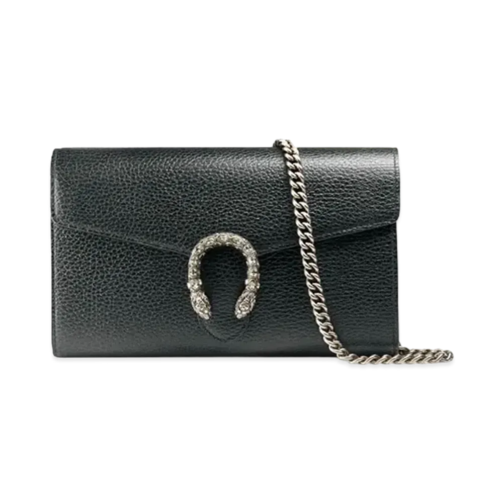 GUCCI Dionysus Leather Mini Chain Bag "Black"