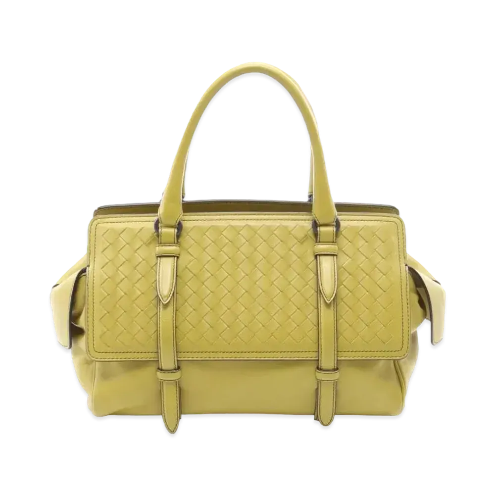 Bottega Veneta Monaco Intrecciato leather Hand Bag "Yellow"