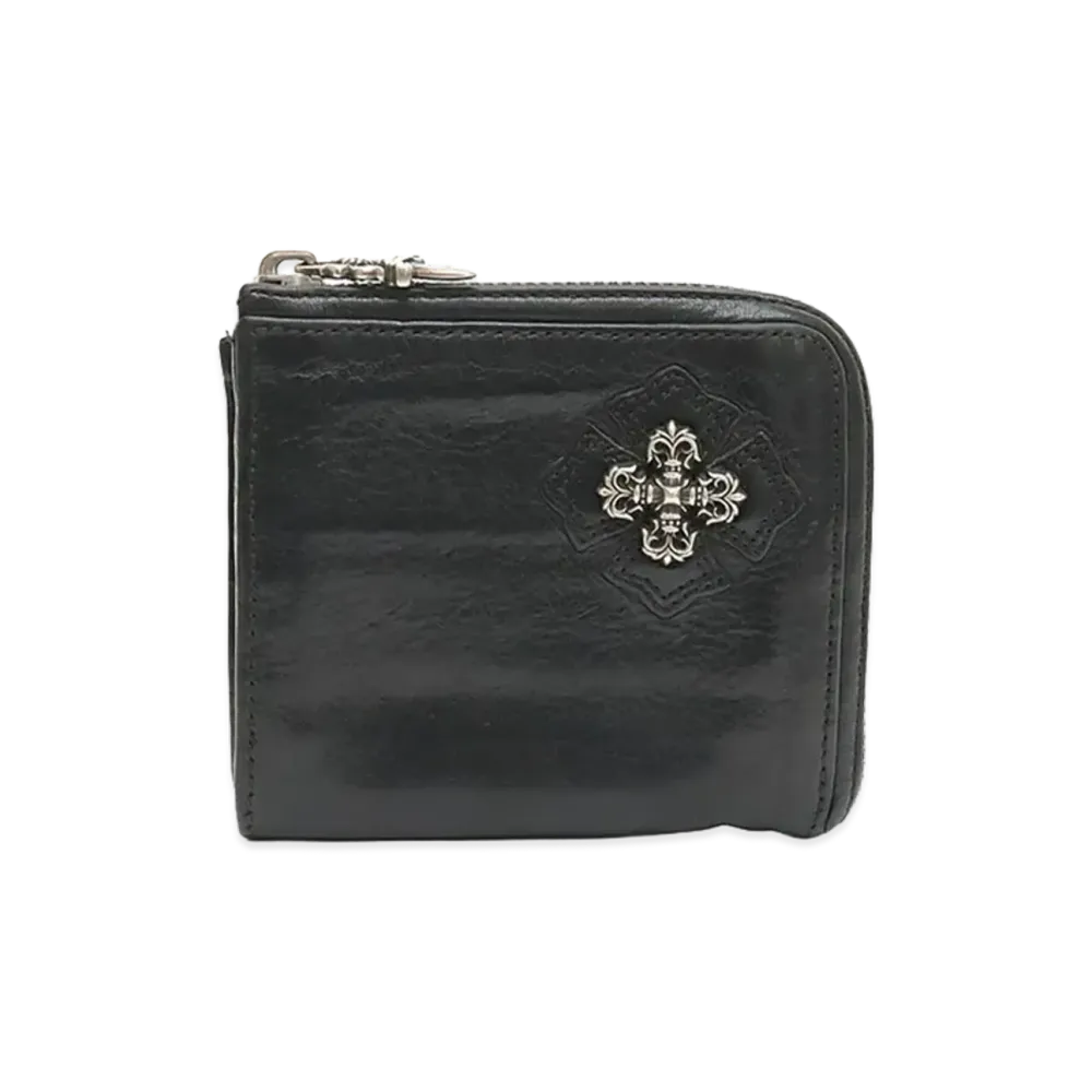 Chrome Hearts Filigree Plus Half Zip Wallet Card Case "Black/Silver"