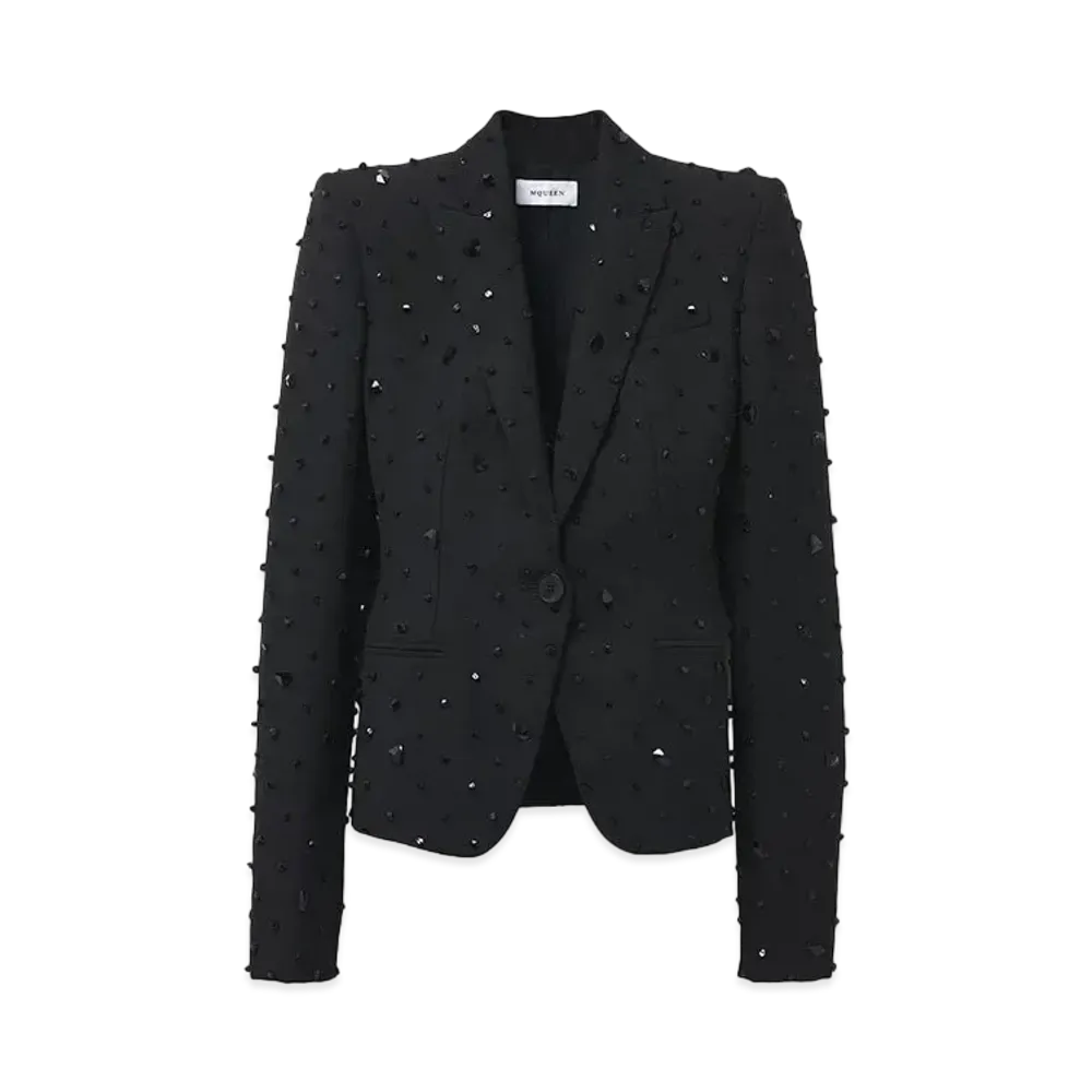 Alexander McQUEEN Cosmic Stone Embroidered Single Breasted Jacket "Black"