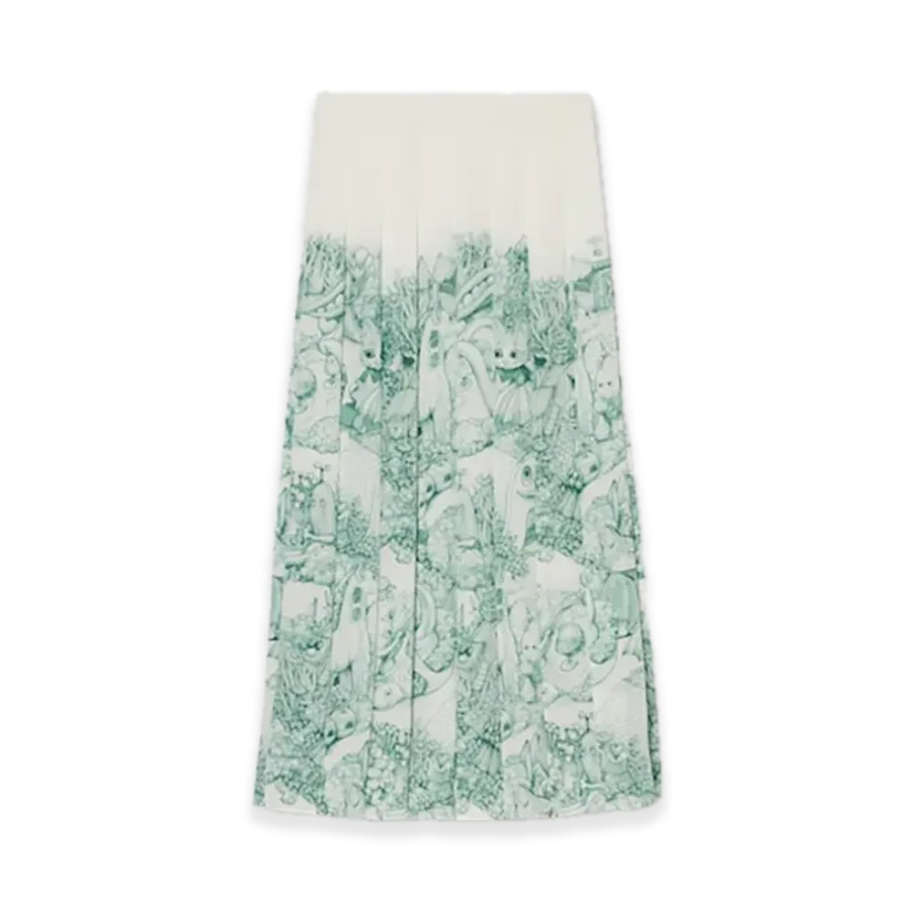 GUCCI x Higuchi Yuko Silk Pleated Skirt Japan Exclusive "White/Green"