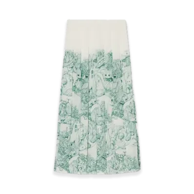 GUCCI x Higuchi Yuko Silk Pleated Skirt Japan Exclusive "White/Green"
