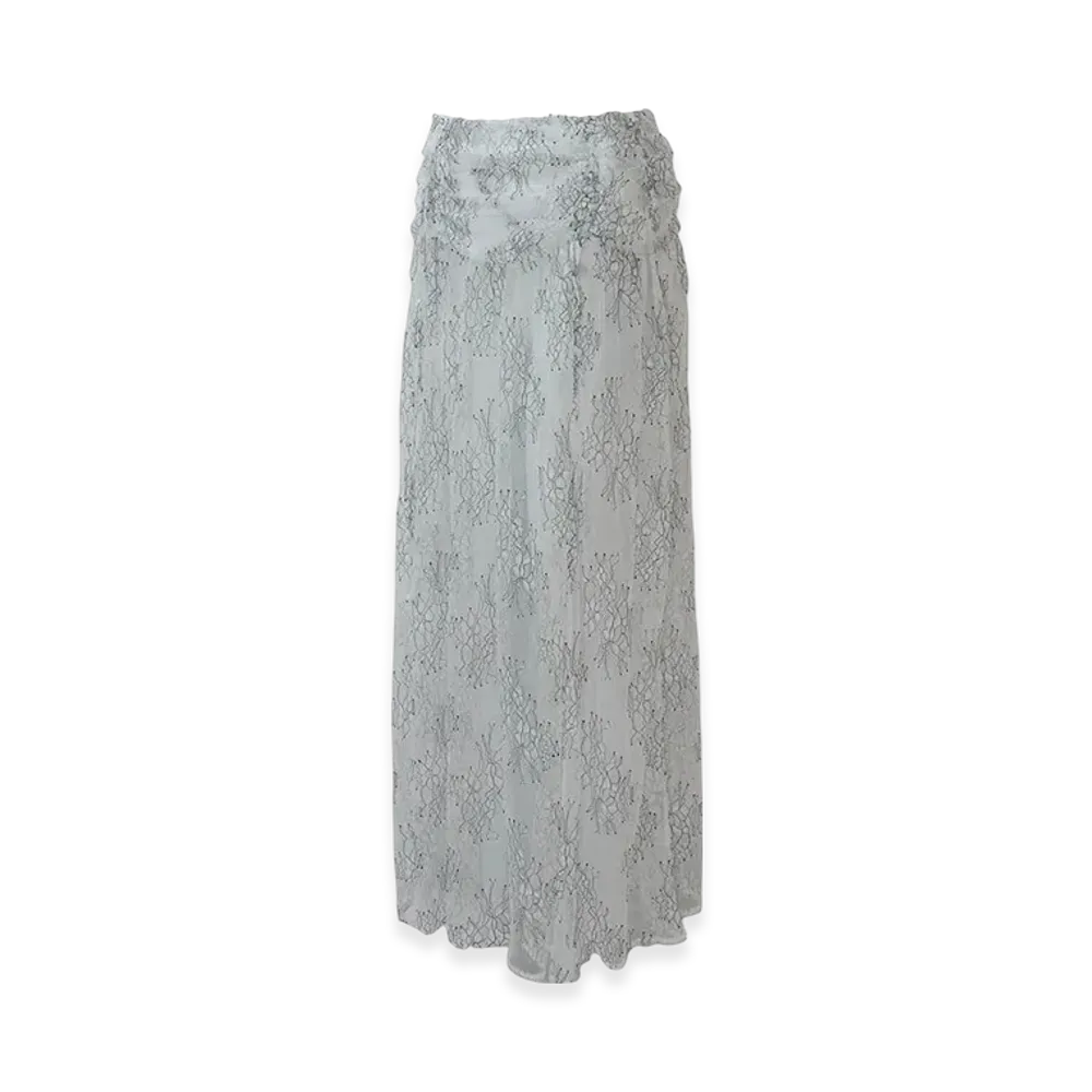 THEREDTHREAD S Shirring Flower Skirt Long "White"