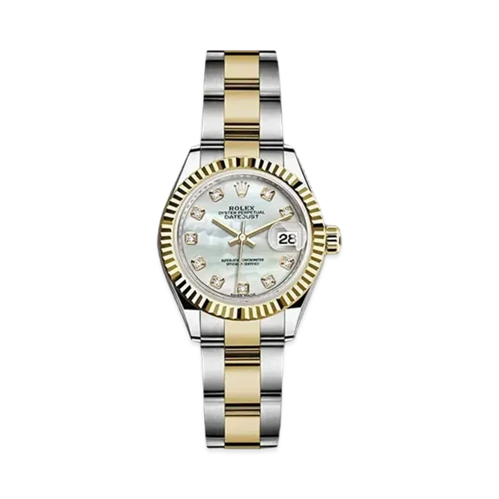 ROLEX Datejust 28 White Shell Dial 10P Diamonds 279173NG