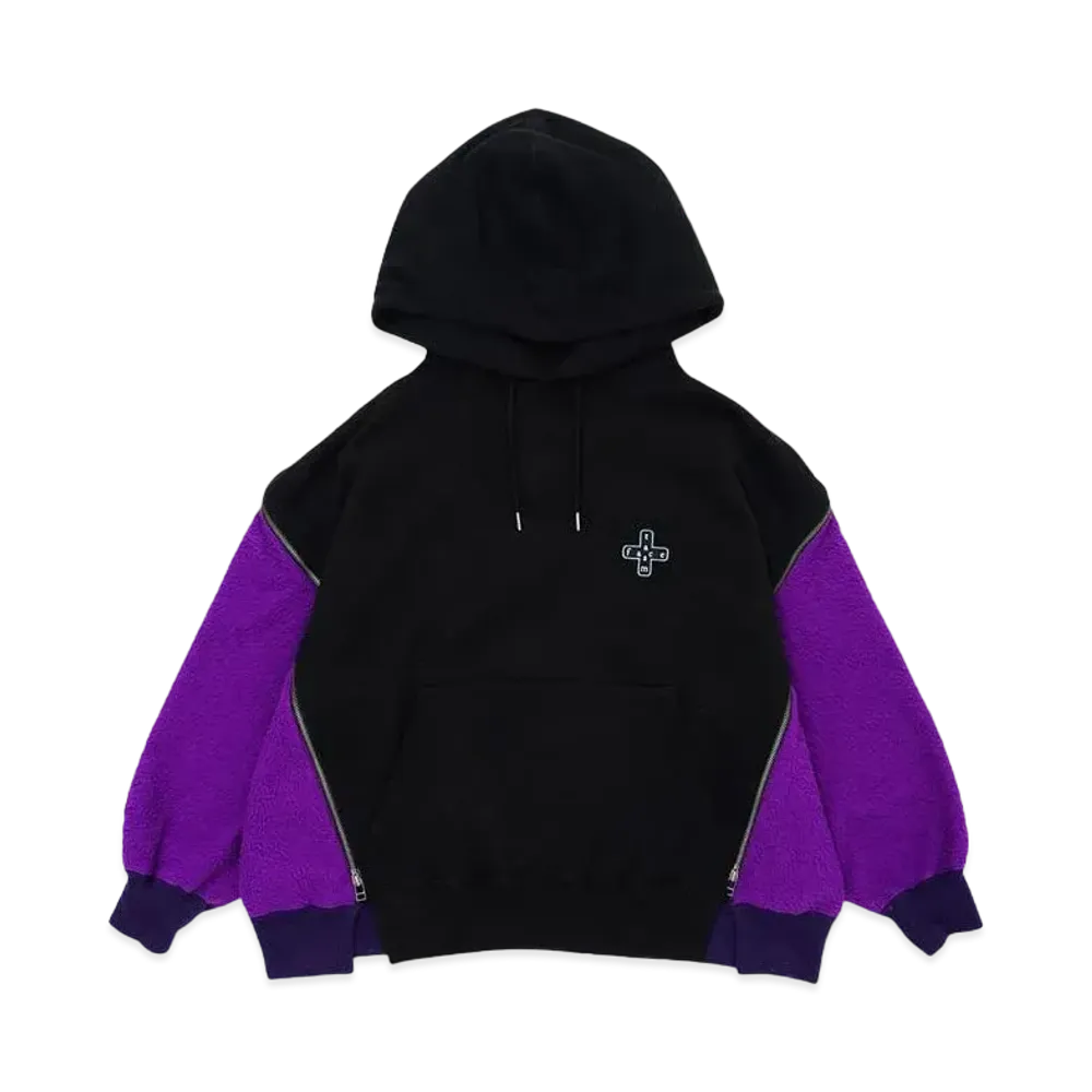 FACETASM FLEECE ZIPPER HOODIE "BLACKxPURPLE"