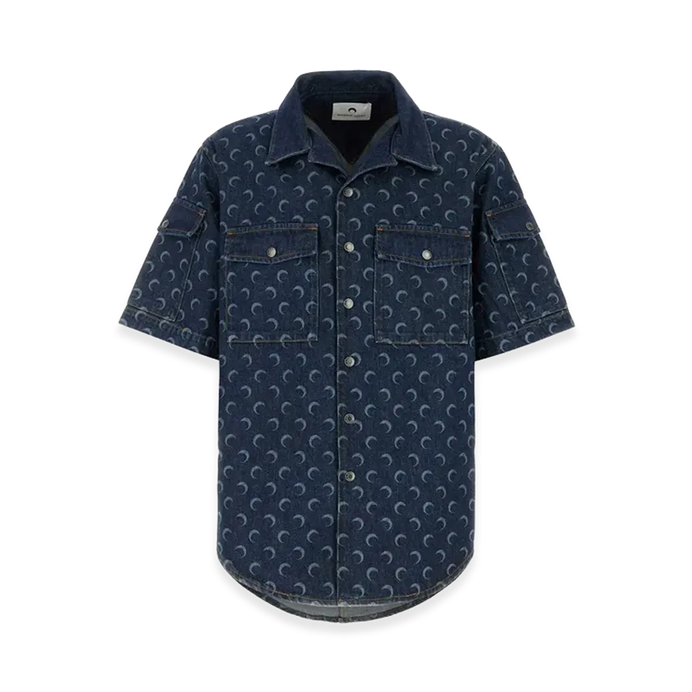 Marine Serre Printed Denim Shirt "Navy"