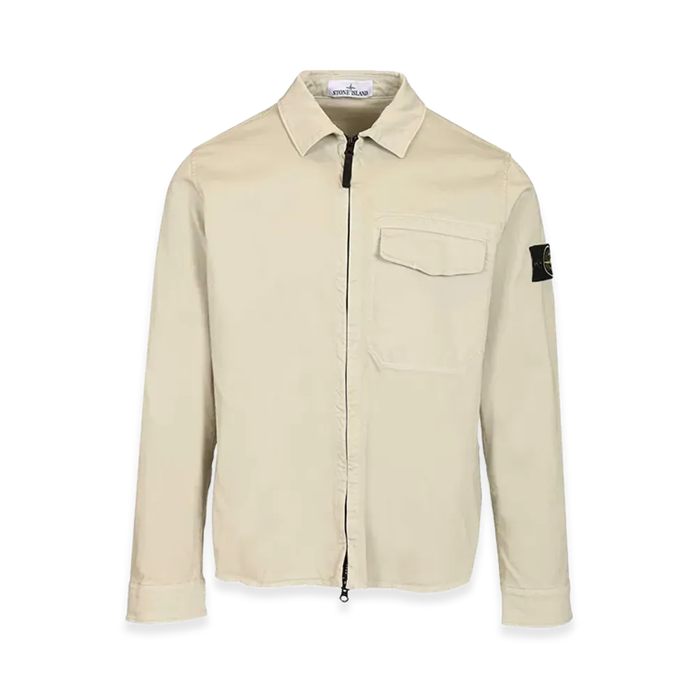 Stone Island Stretch Organic Cotton Satin Overshirt "Gray"
