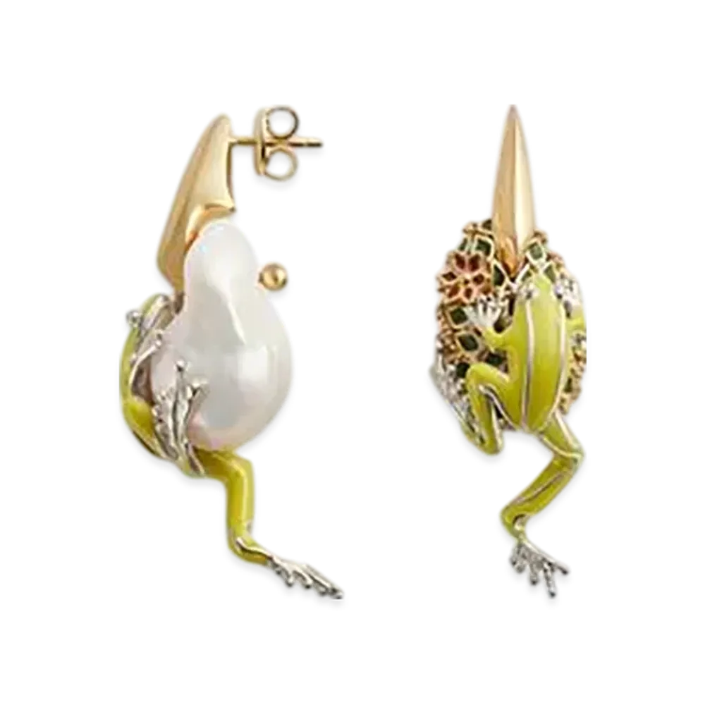 Bottega Veneta Rana Earrings "White/Avocado"