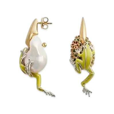 Bottega Veneta Rana Earrings "White/Avocado"