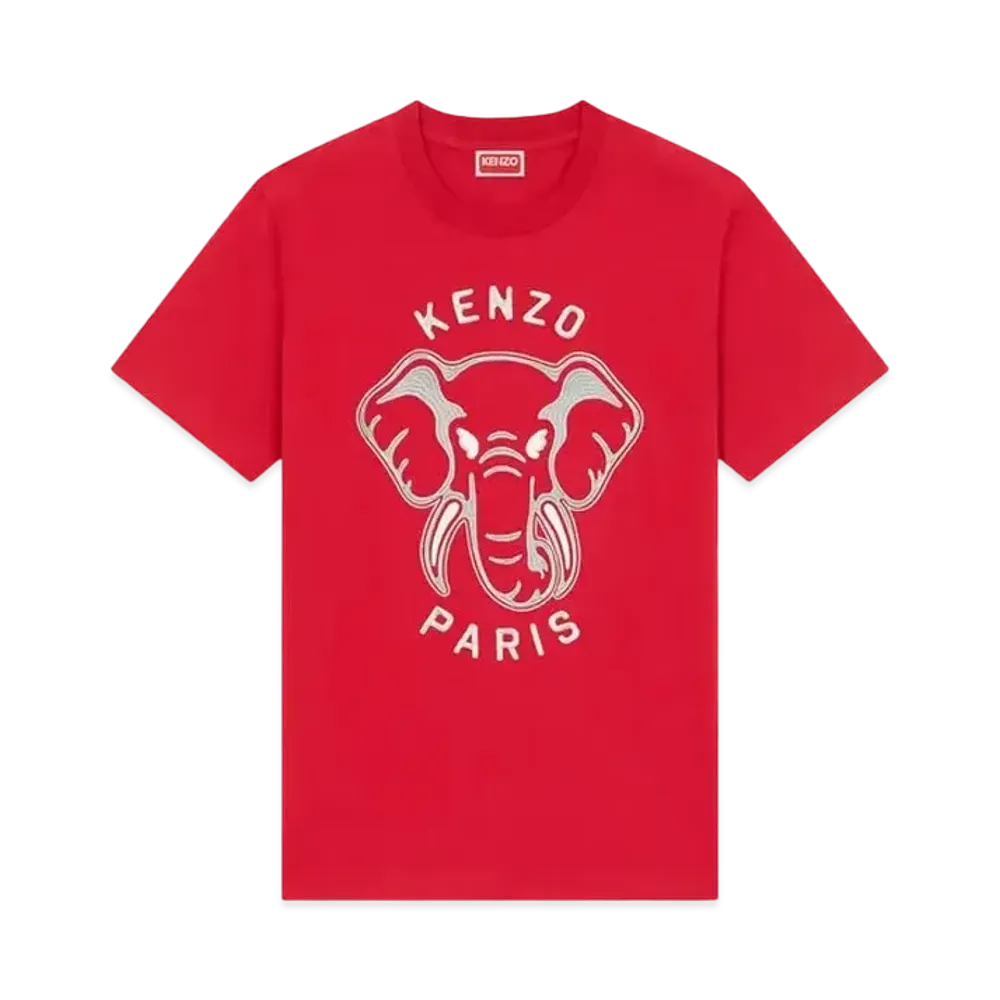 KENZO 'ELEPHANT' Loose Embroidery T-Shirt "Cherry"