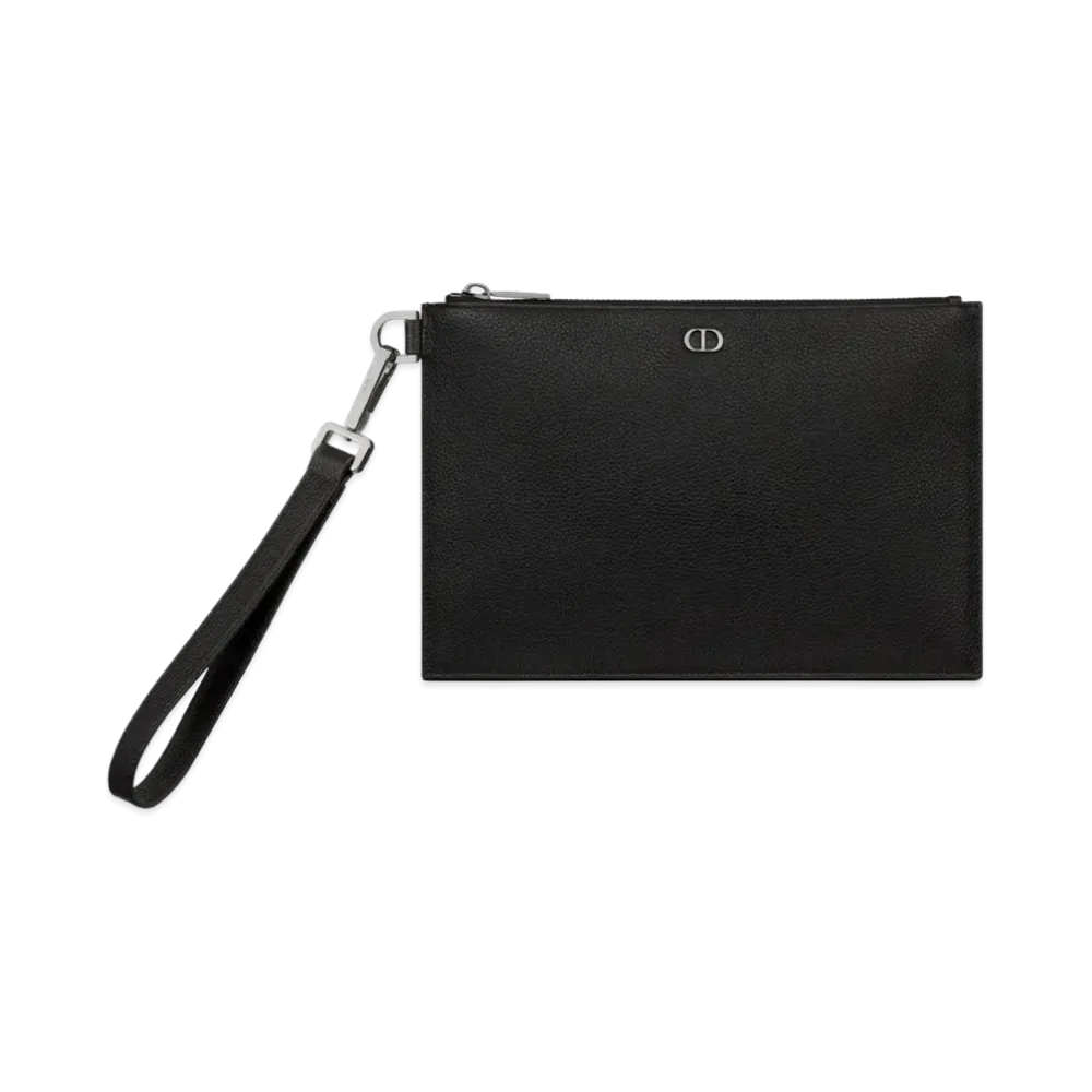 Dior A4 Pouch CD Icon Signature Grained Calfskin "Black"