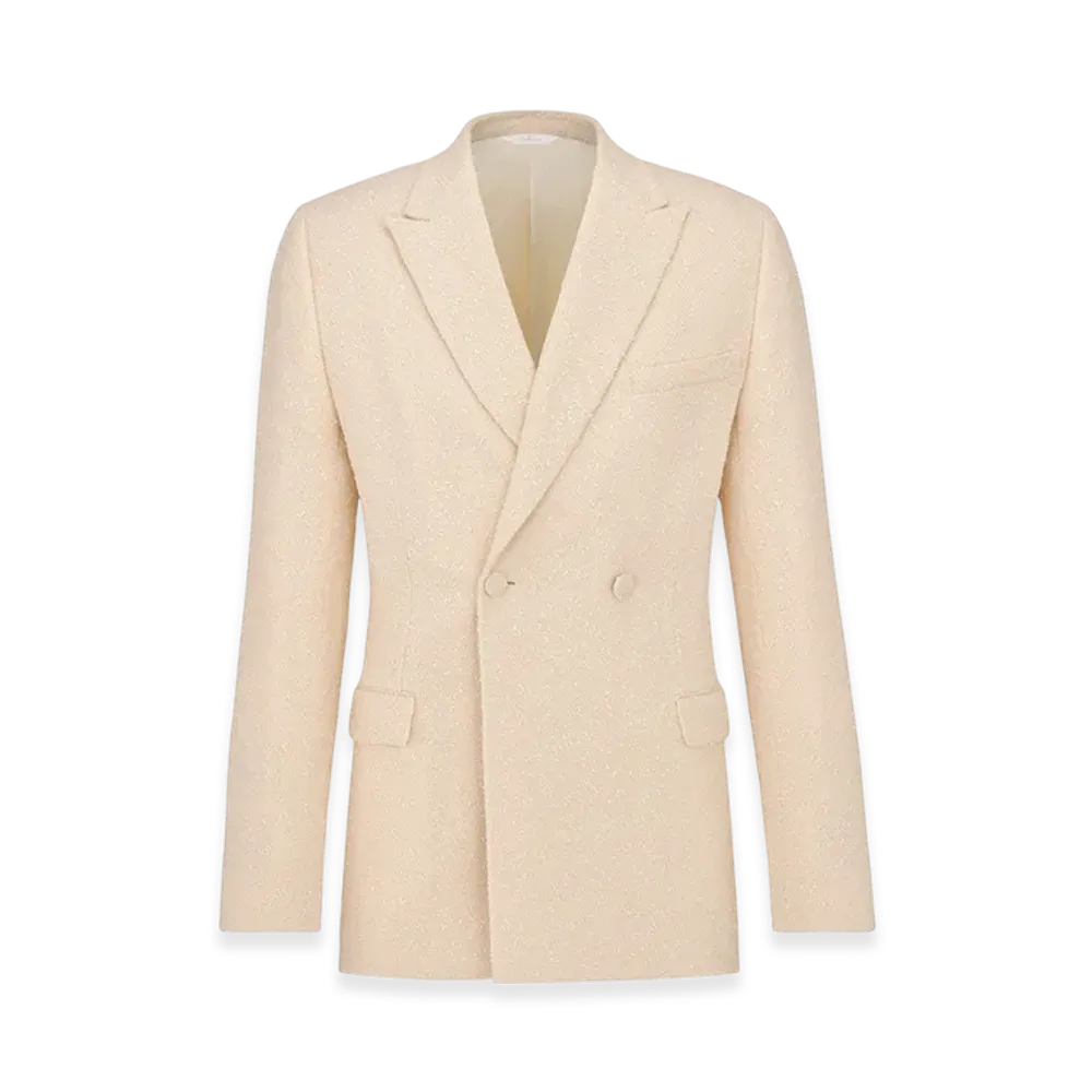Dior Wool Cotton Blend Tweed Jacket "Beige"