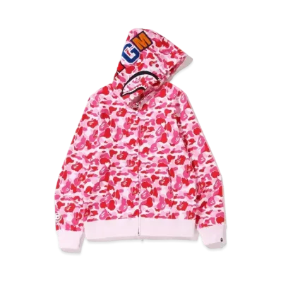 A BATHING APE ABC Camo Shark Full Zip Hoodie "Pink" 1J70-115-007
