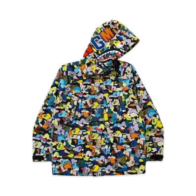 A BATHING APE Multi Camo Shark Snowboard Jacket "Black"