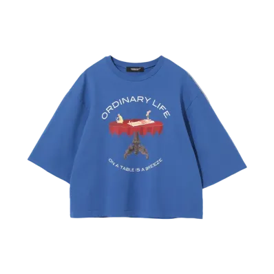 UNDERCOVER Cotton Wide Short T-Shirt "Blue"