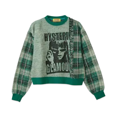 HYSTERIC GLAMOUR Maximum Rock Jacquard Short Sweatshirt "Green"