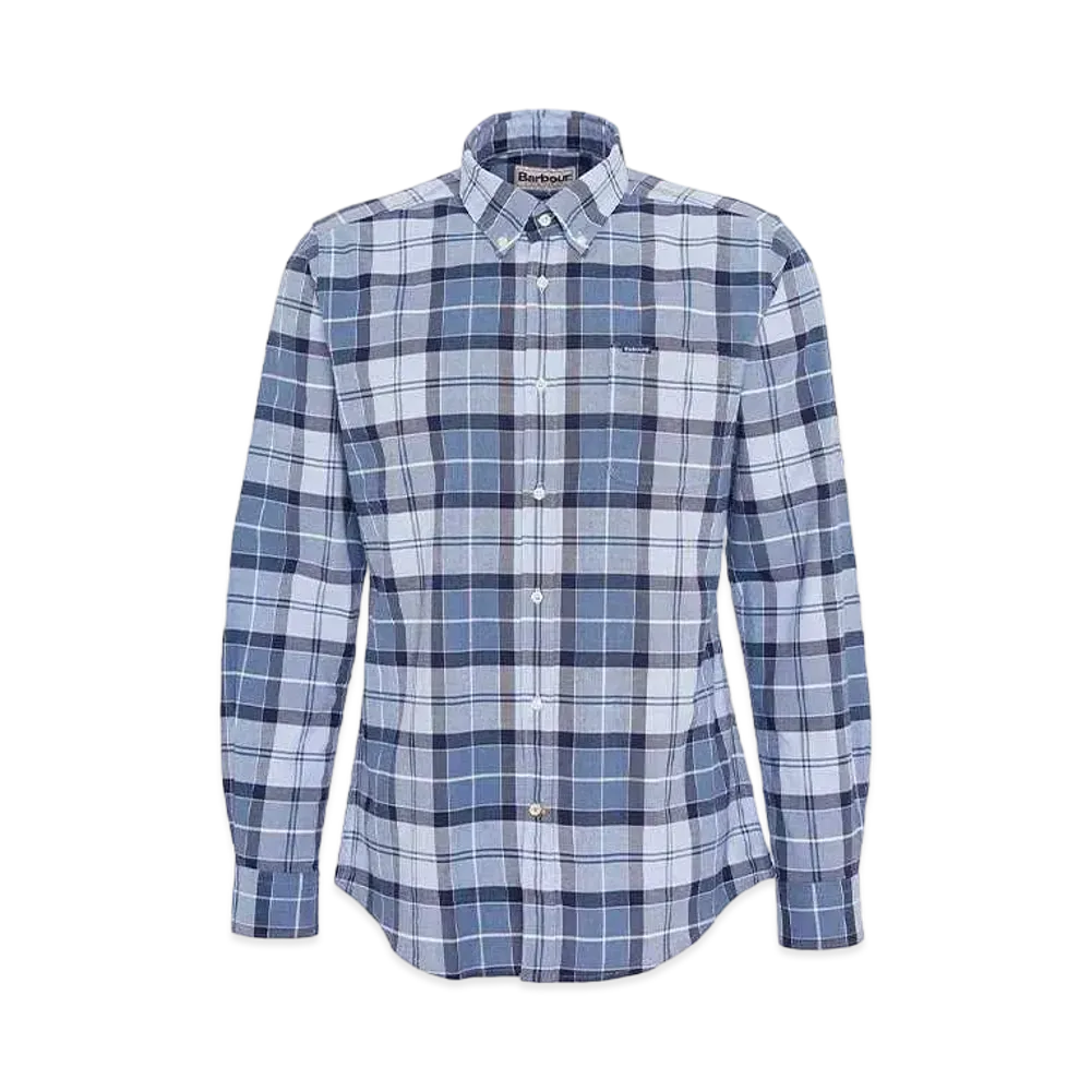 Barbour Lewis Tartan Chuck Button Down Shirt (Tailored Fit) "Light Blue"