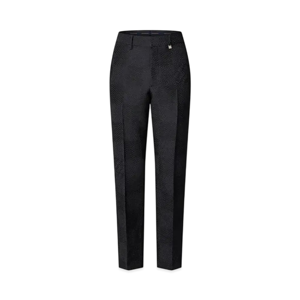 Louis Vuitton Jacquard Damier Wool-Silk Blend Cigarette Pants "Noir"