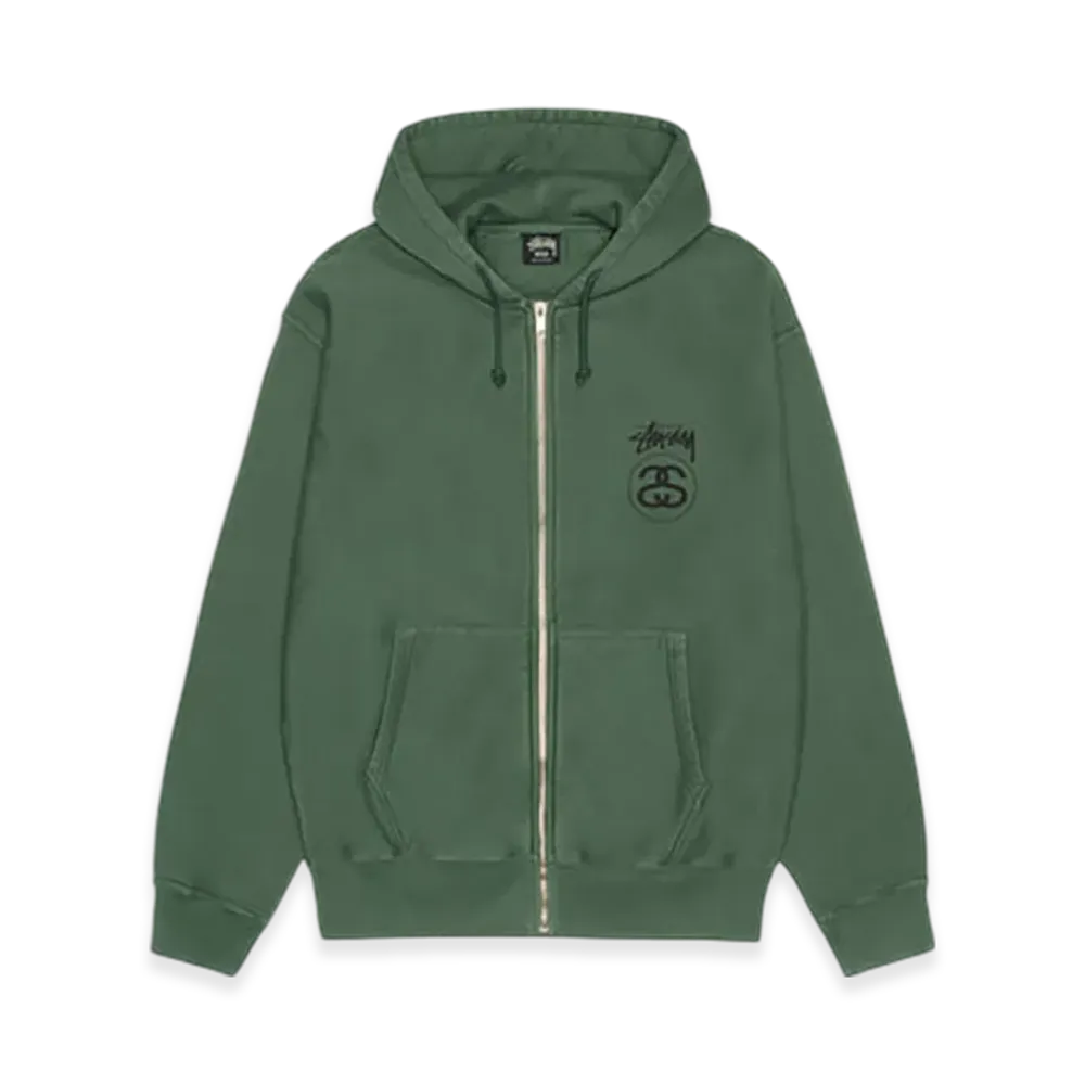 Stussy Stock Link Zip Hoodie Pigment Dyed "Pine"