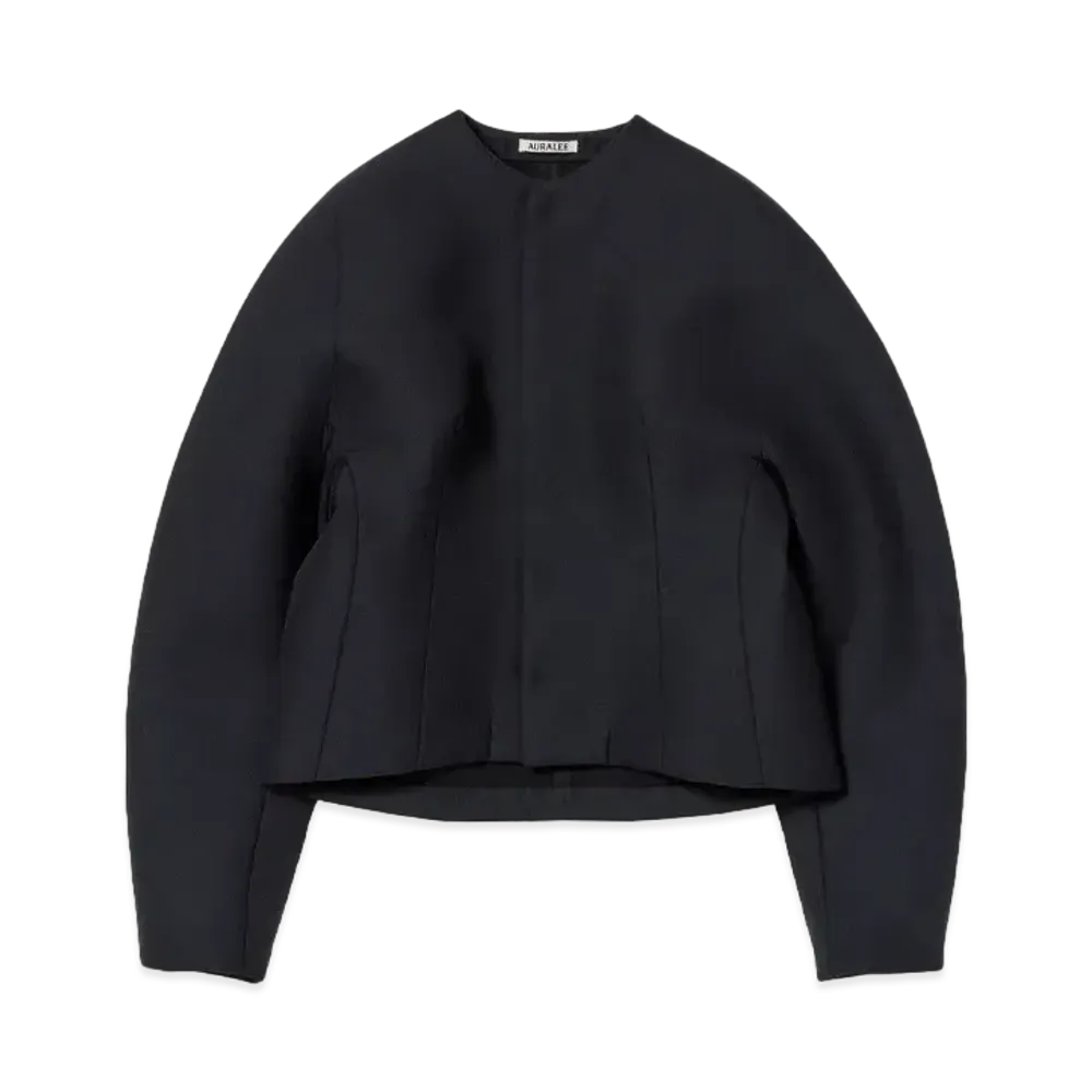 AURALEE Sponge Tropical Wool No Collar Blouson "Dark Navy"