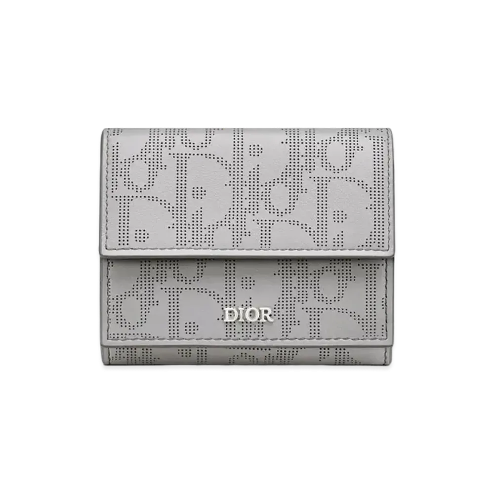 Dior Three Folded Wallet Dior Oblique Galaxy Leather "Gray"