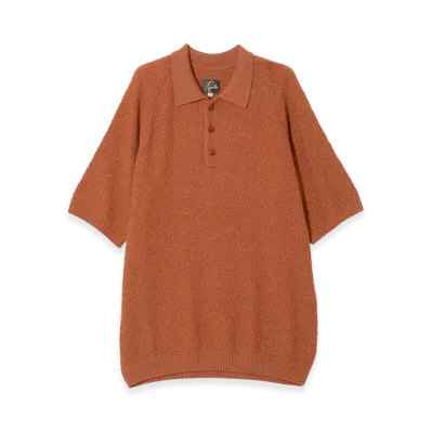 NEEDLES S/S Polo Sweater - Merino Wool Knit "Rust"
