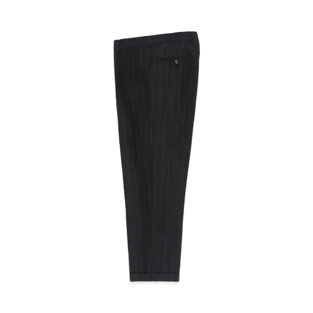 WACKO MARIA DORMEUIL / Striped Pleated Trousers (type-1) , Straight Trousers "Black"