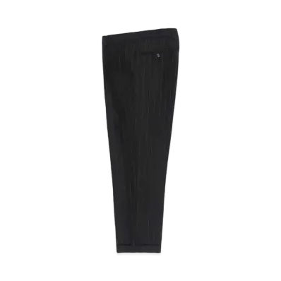 WACKO MARIA DORMEUIL / Striped Pleated Trousers (type-1) , Straight Trousers "Black"