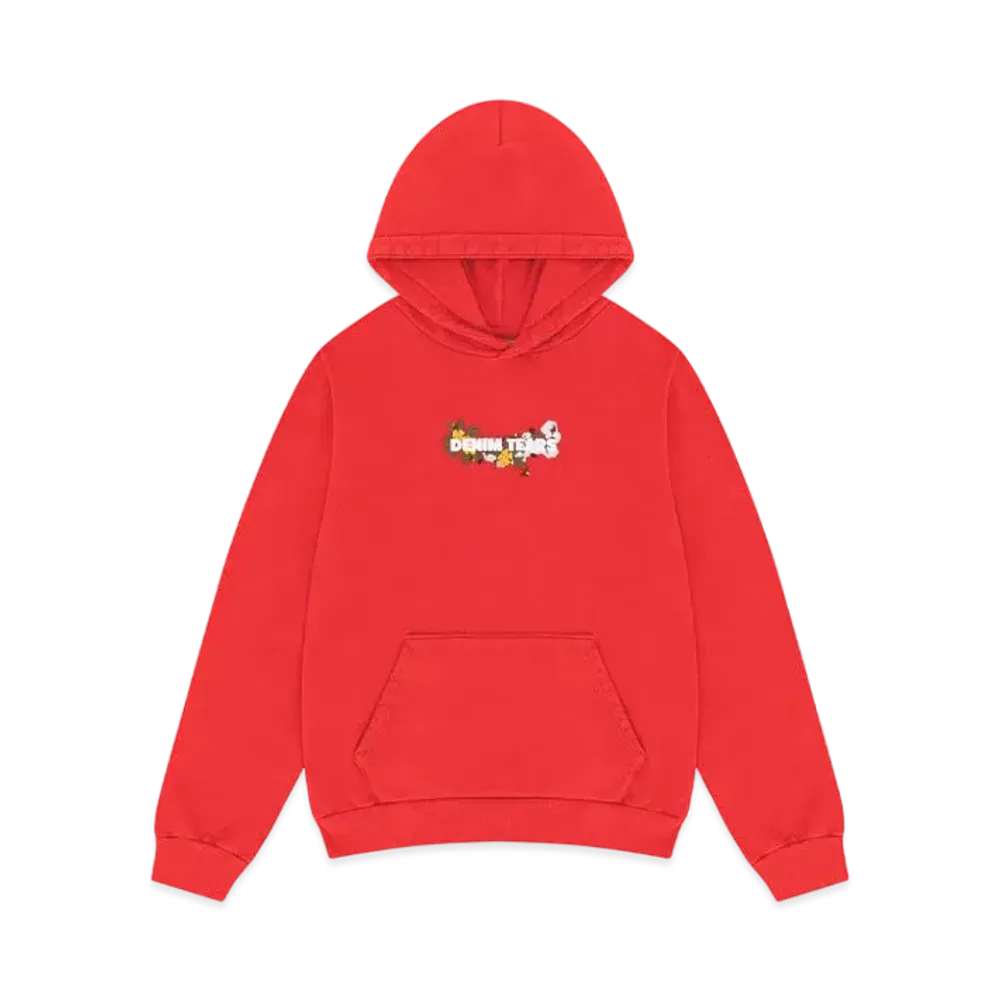 DENIM TEARS Embroidered Logo Hoodie "Red"