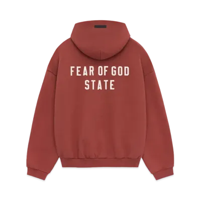 FEAR OF GOD Essentials Heavy Fleece Fullzip Hoodie "Crimson"