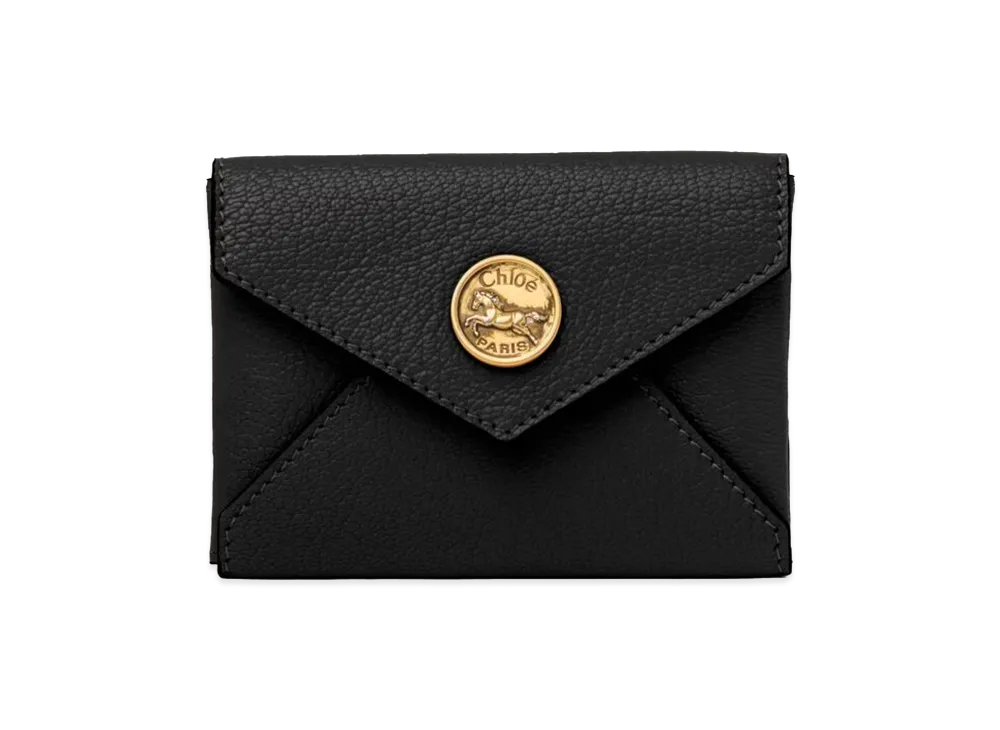 Chloe Women's Grain Leather Envelope Card Holder "Black"