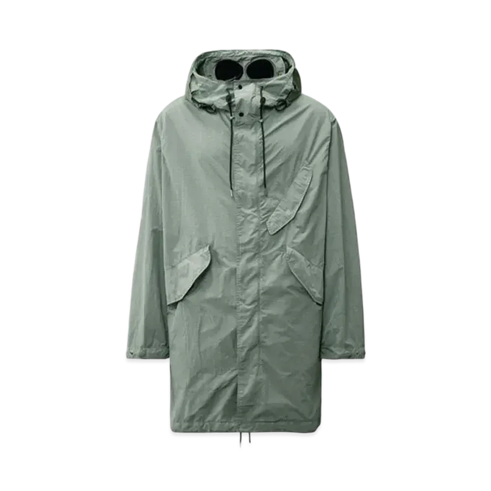 C.P. Company Flatt Nylon Goggle Fishtail Parka "Stormy Weather Blue"