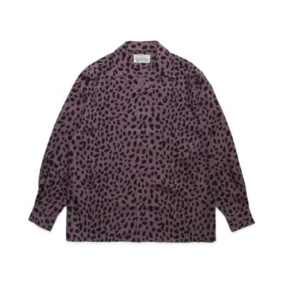 WACKO MARIA Leopard Open Collar Shirt "Purple"