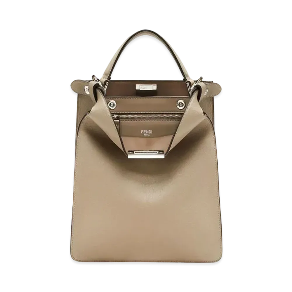 FENDI Peekaboo X-Lite Small Leather Bag "Beige"