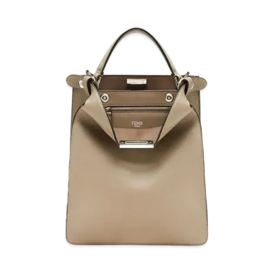 FENDI Peekaboo X-Lite Small Leather Bag "Beige"