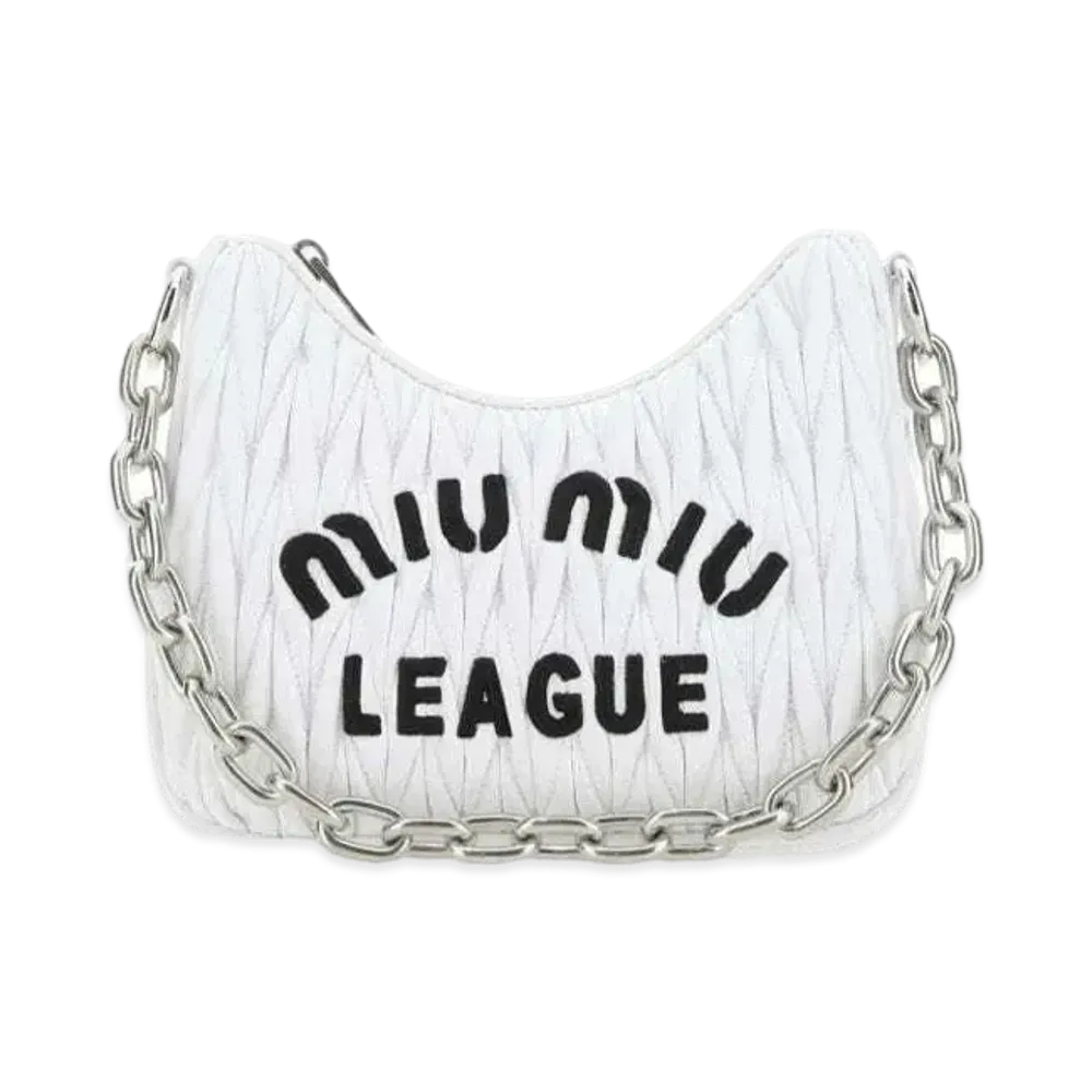 MIU MIU Matelasse Cire Shoulder Bag "White/Black"