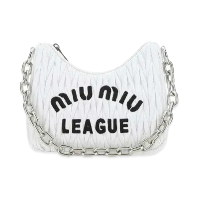 MIU MIU Matelasse Cire Shoulder Bag "White/Black"