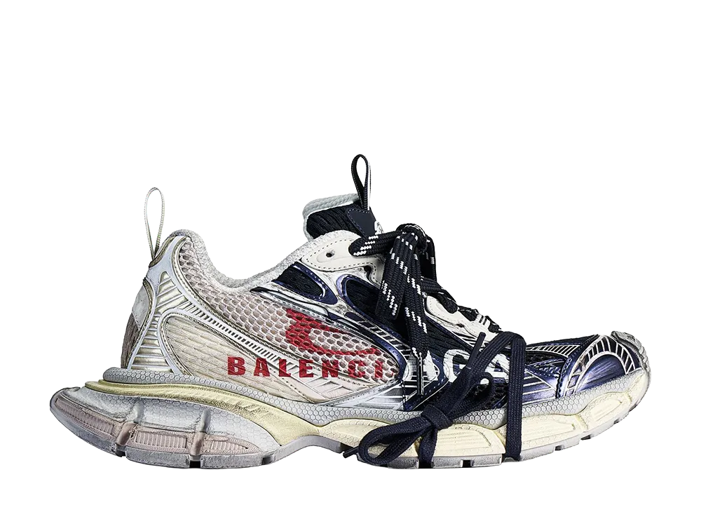 BALENCIAGA 3XL Split Logo Sneaker "Eggshell/Red/Navy"