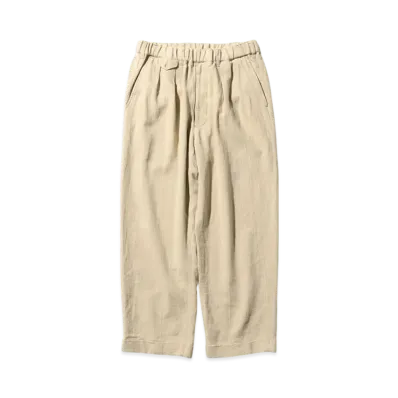 BEAMS 2 Pleats Relax Trousers Linen Cotton "Sand"