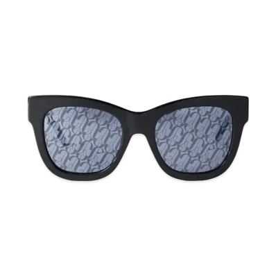 Jimmy Choo Jan Glittered Square Frame Sunglasses With JC Logo "Black"