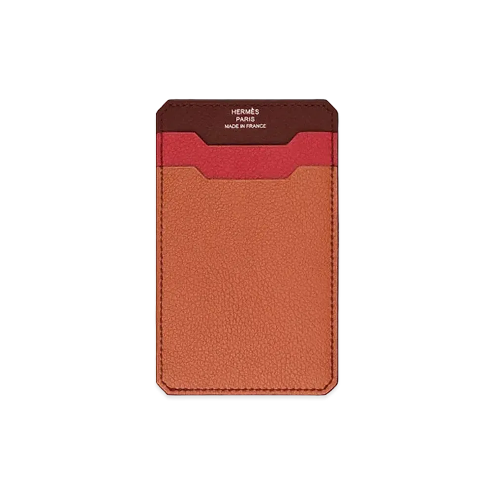 Hermes City 3Cc Colorblock Card Holder "Terre Battue/Capucine/Rouge Serie"